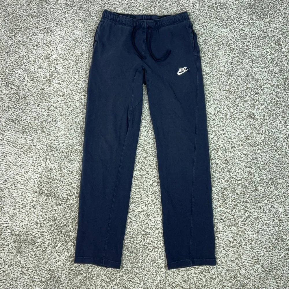 Nike Pants Mens Medium Blue Twill Joggers Elastic Waist Lounge Gym Athletic Club